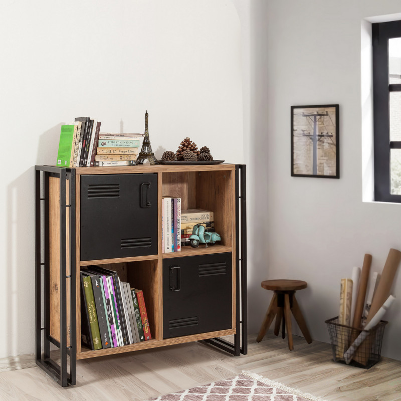 Librería Cosmo Soft pino atlántico negro Practica Hogar Librería Cosmo Soft pino atlántico negro Practica Hogar