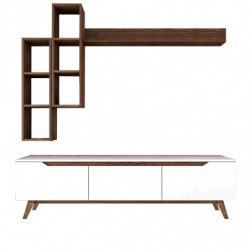 Mueble TV con estante M16-804 nogal blanco Practica Hogar