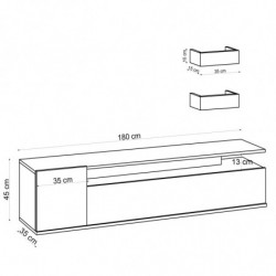 Mueble TV con estante Alika roble Practica Hogar