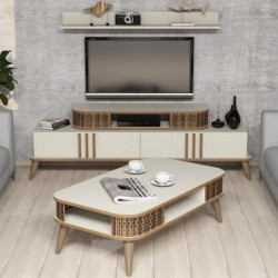 Conjunto de muebles de salón Eylül crema Practica Hogar