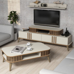 Conjunto de muebles de salón Eylül crema Practica Hogar