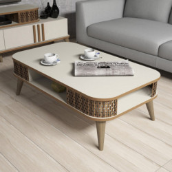 Conjunto de muebles de salón Eylül crema Practica Hogar