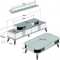 Conjunto de muebles de salón Eylül crema Practica Hogar
