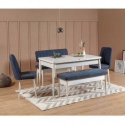 Set mesa comedor extensible y sillas (5 piezas) Vina azul oscuro blanco Practica Hogar