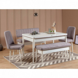 Set mesa comedor extensible y sillas (5 piezas) Vina soho blanco Practica Hogar