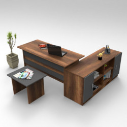Conjunto de muebles de oficina VO10 BA antracita nogal Practica Hogar