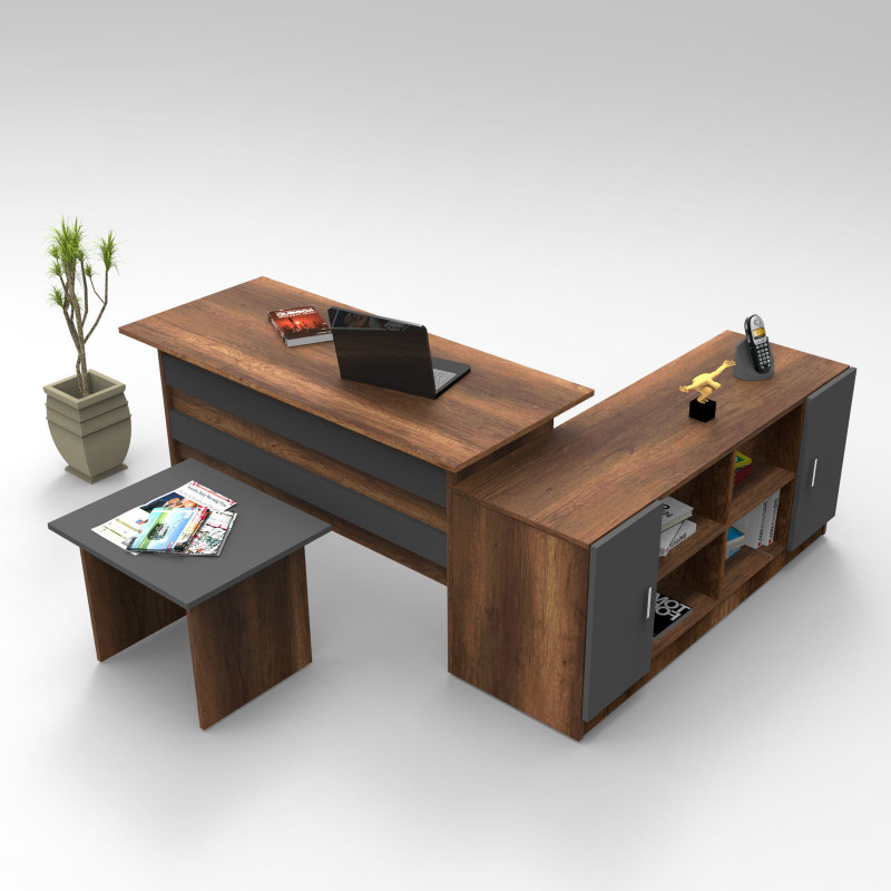 Conjunto de muebles de oficina VO10 BA antracita nogal Practica Hogar Conjunto de muebles de oficina VO10 BA antracita nogal Practica Hogar