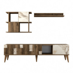 Mueble TV con estante Madrid nogal blanco Practica Hogar