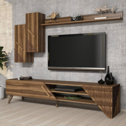 Mueble TV con estante Beril nogal Practica Hogar