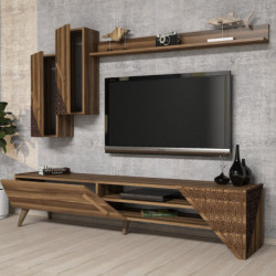 Mueble TV con estante Beril nogal Practica Hogar