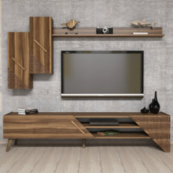 Mueble TV con estante Beril nogal Practica Hogar
