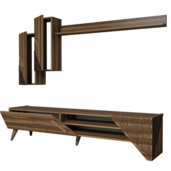 Mueble TV con estante Beril nogal Practica Hogar