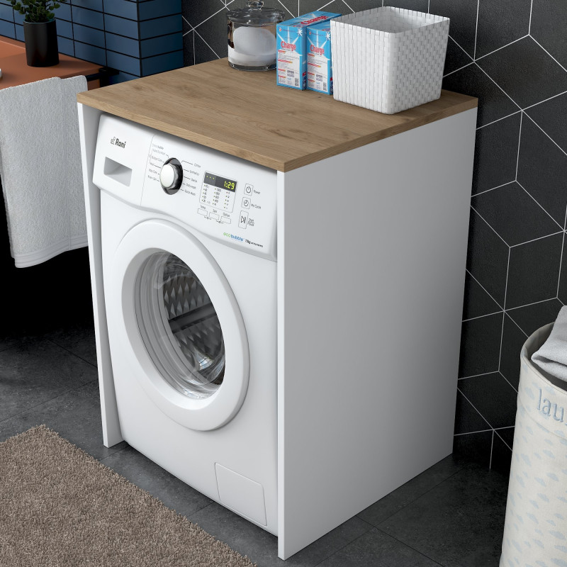 Mueble de lavadora KD103-2341 blanco nogal Practica Hogar Mueble de lavadora KD103-2341 blanco nogal Practica Hogar