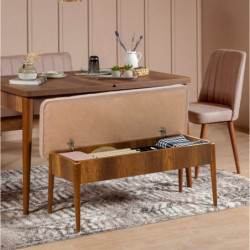 Set mesa comedor extensible y sillas (5 piezas) Vina piedra nogal Practica Hogar