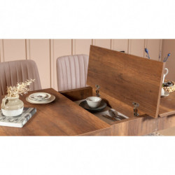 Set mesa comedor extensible y sillas (5 piezas) Vina piedra nogal Practica Hogar