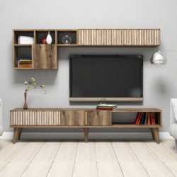 Mueble TV con estante Milan nogal Practica Hogar
