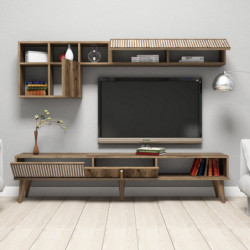 Mueble TV con estante Milan nogal Practica Hogar