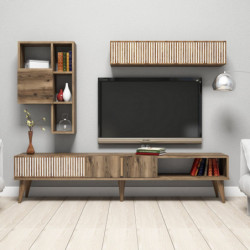 Mueble TV con estante Milan nogal Practica Hogar