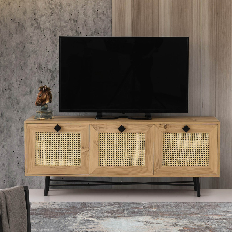 Mueble TV Alcazar 140 roble negro Practica Hogar Mueble TV Alcazar 140 roble negro Practica Hogar
