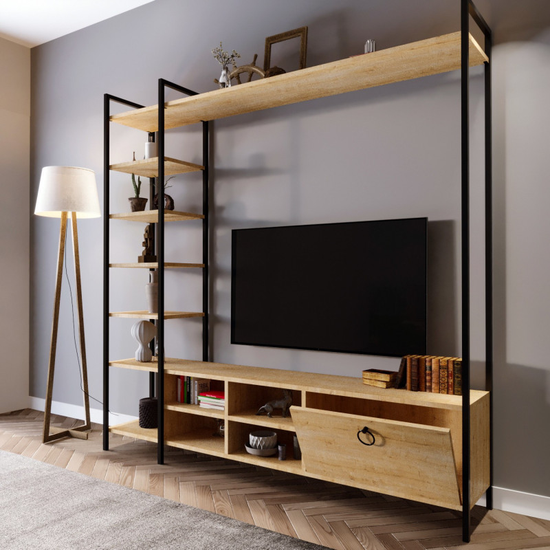 Mueble TV Matty L514 roble Practica Hogar Mueble TV Matty L514 roble Practica Hogar