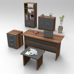 Conjunto de muebles de oficina VO14-BA antracita nogal Practica Hogar
