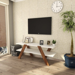 Mueble TV Basic-146 nogal blanco Practica Hogar