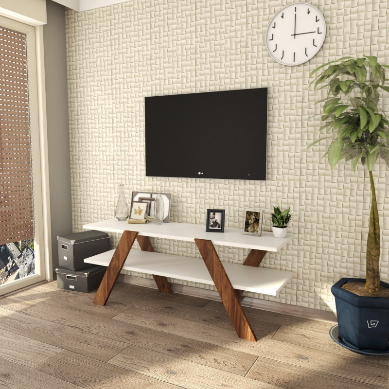 Mueble TV Basic-146 nogal blanco Practica Hogar Mueble TV Basic-146 nogal blanco Practica Hogar