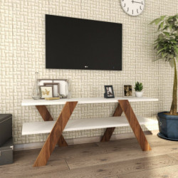 Mueble TV Basic-146 nogal blanco Practica Hogar