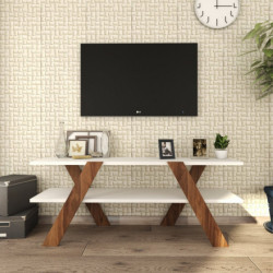 Mueble TV Basic-146 nogal blanco Practica Hogar