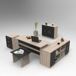 Conjunto de muebles de oficina VO16-OB roble negro Practica Hogar