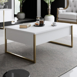 Mesa de centro Luxe dorado blanco Practica Hogar