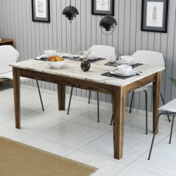 Mesa comedor Milan 515 blanco nogal Practica Hogar