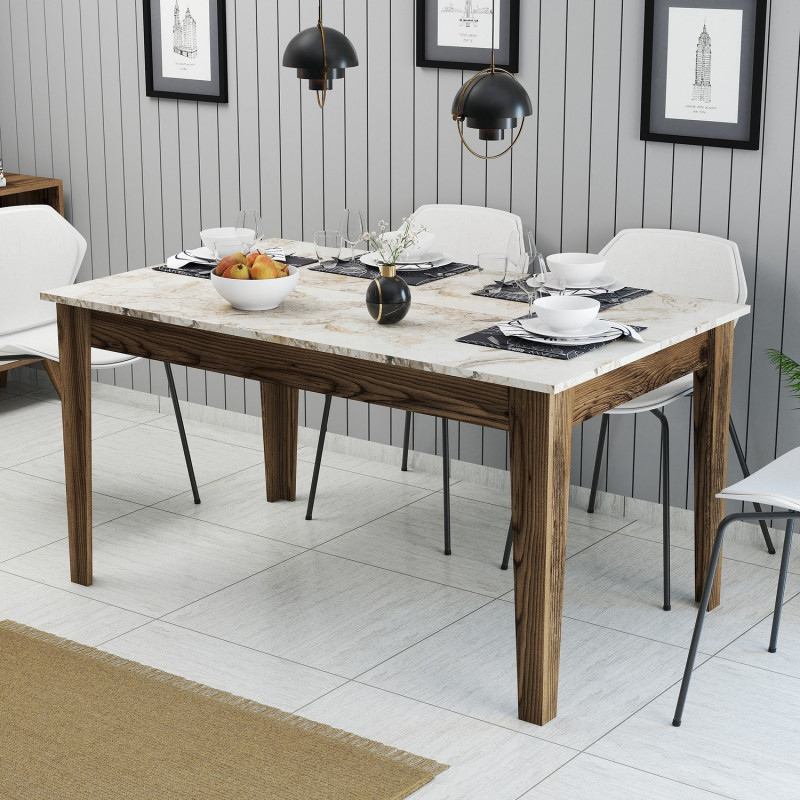 Mesa comedor Milan 515 blanco nogal Practica Hogar Mesa comedor Milan 515 blanco nogal Practica Hogar