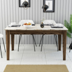 Mesa comedor Milan 515 blanco nogal Practica Hogar