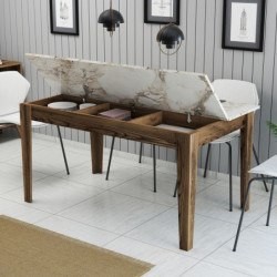 Mesa comedor Milan 515 blanco nogal Practica Hogar