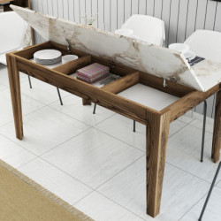Mesa comedor Milan 515 blanco nogal Practica Hogar