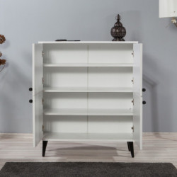 Mueble auxiliar Multilüx Cats amarillo negro blanco Practica Hogar