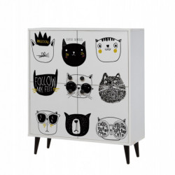 Mueble auxiliar Multilüx Cats amarillo negro blanco Practica Hogar