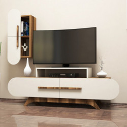 Mueble TV con estante Rose S crema nogal Practica Hogar