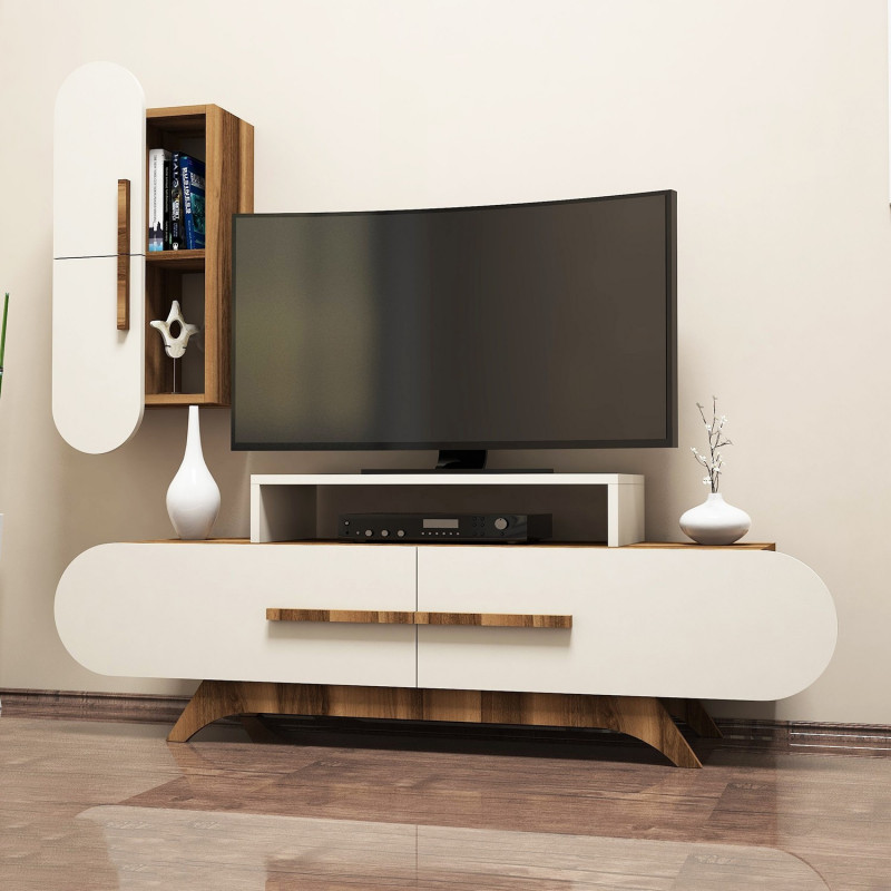 Mueble TV con estante Rose S crema nogal Practica Hogar Mueble TV con estante Rose S crema nogal Practica Hogar