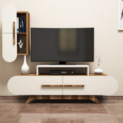 Mueble TV con estante Rose S crema nogal Practica Hogar