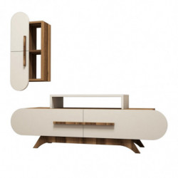 Mueble TV con estante Rose S crema nogal Practica Hogar
