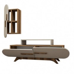 Mueble TV con estante Rose S crema nogal Practica Hogar