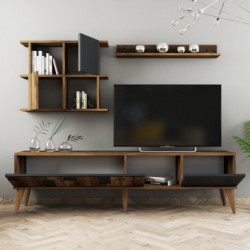 Mueble TV con estante Madrid antracita nogal Practica Hogar