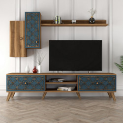 Mueble TV con estante Class S calcedonia nogal Practica Hogar