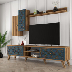 Mueble TV con estante Class S calcedonia nogal Practica Hogar