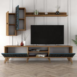 Mueble TV con estante Class S calcedonia nogal Practica Hogar