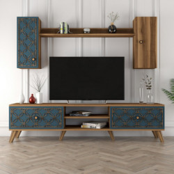 Mueble TV con estante Class S calcedonia nogal Practica Hogar