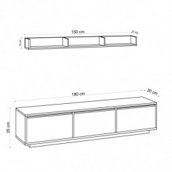 Mueble TV con estante Prag blanco Practica Hogar