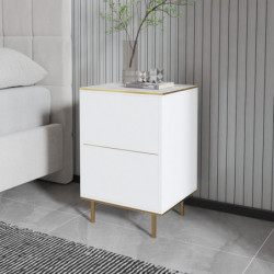 Mesita de noche imaj Mármol blanco Oro Practica Hogar